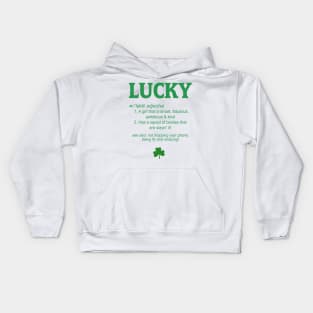 Lucky Definition Girls St Patrick's Day Shirt Graphic Tee Kids Hoodie